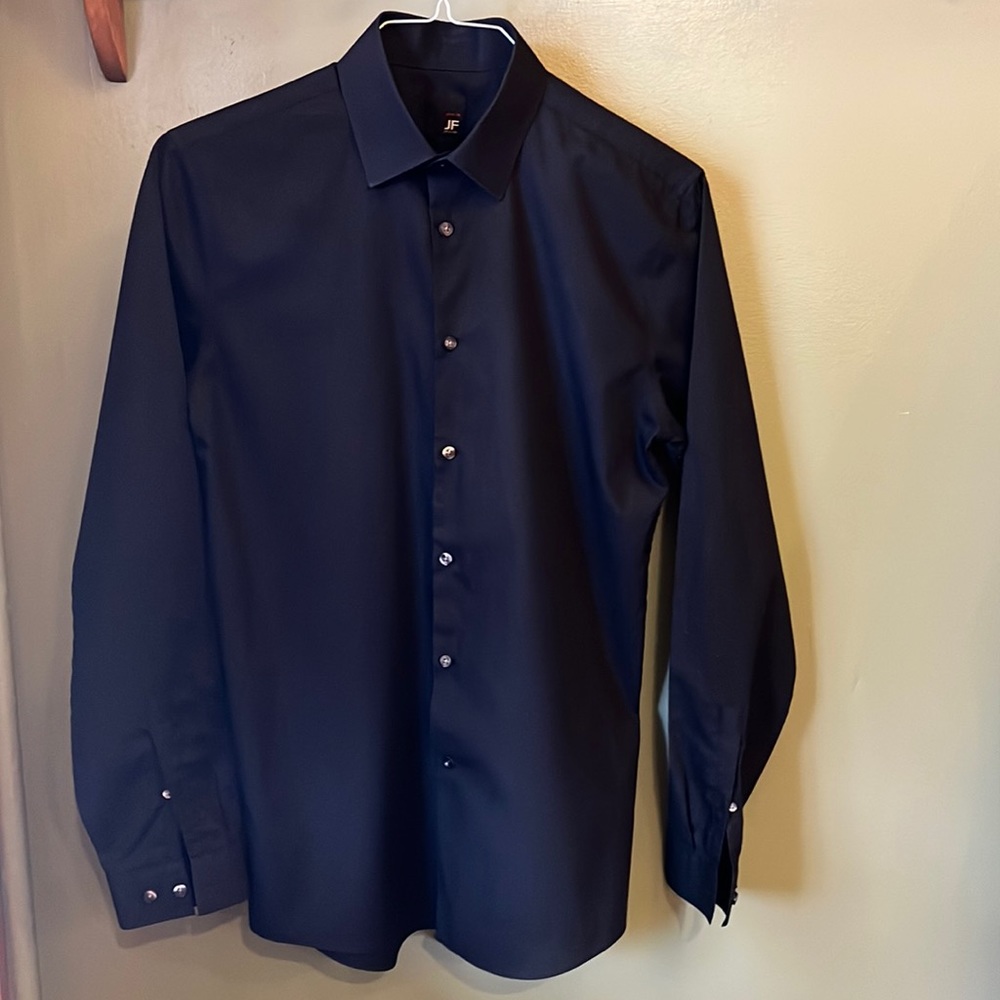 J Ferrar Slim Fit Black Dress Shirt